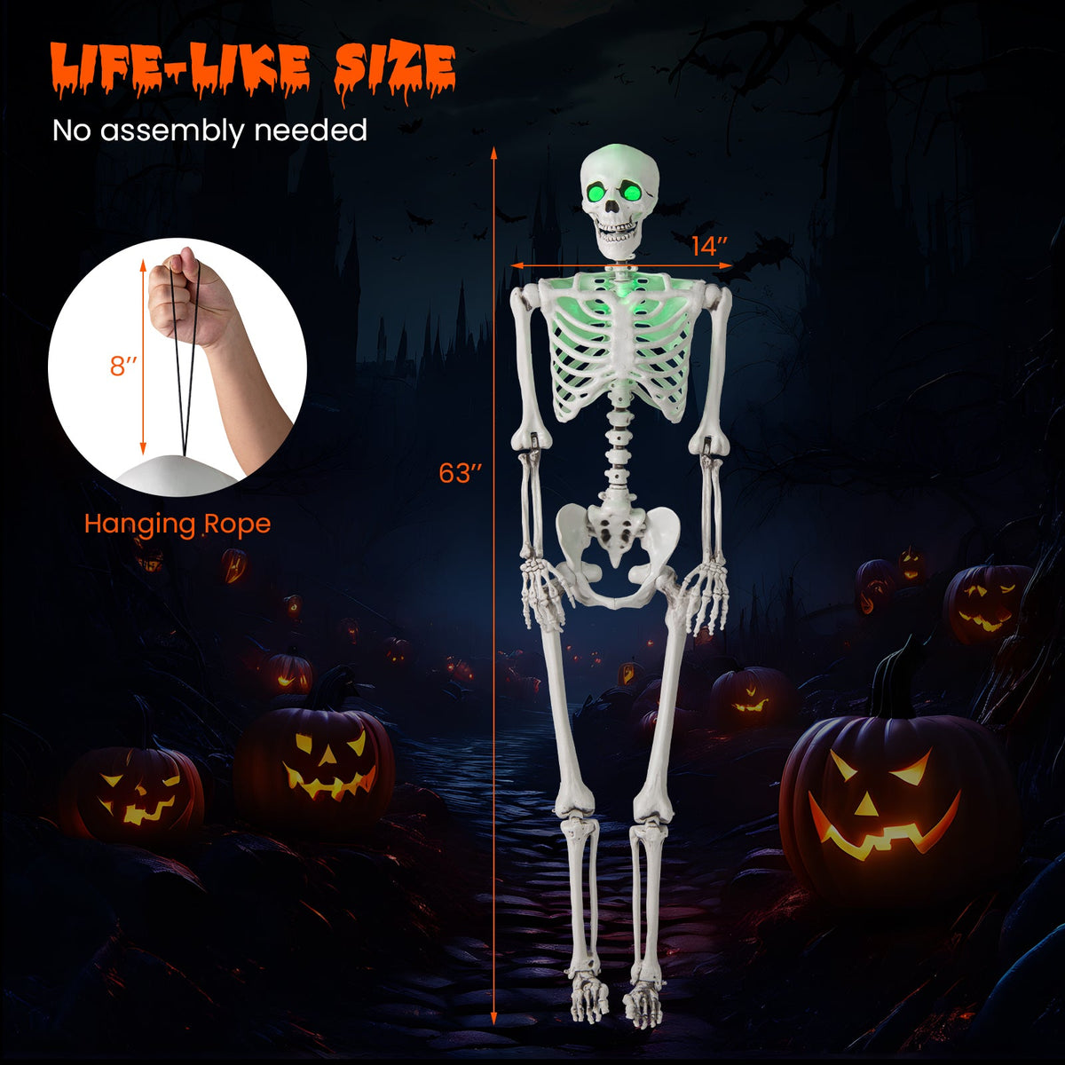 5.5 FT Pre-lit, Battery-operated Skeleton - Green