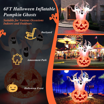 6 Ft Inflatable Halloween Ghosts with Pumpkin - Yard Decor