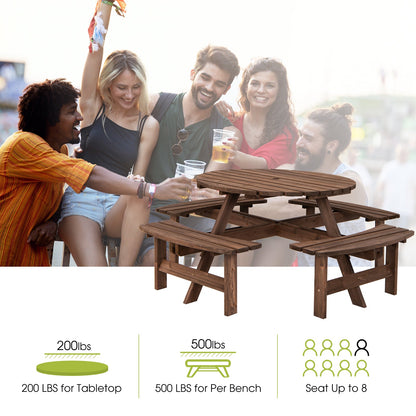 8 Seat Wood Picnic Dining Set