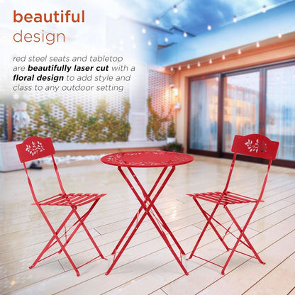 Indoor/Outdoor 3 Piece Bistro Set in Red