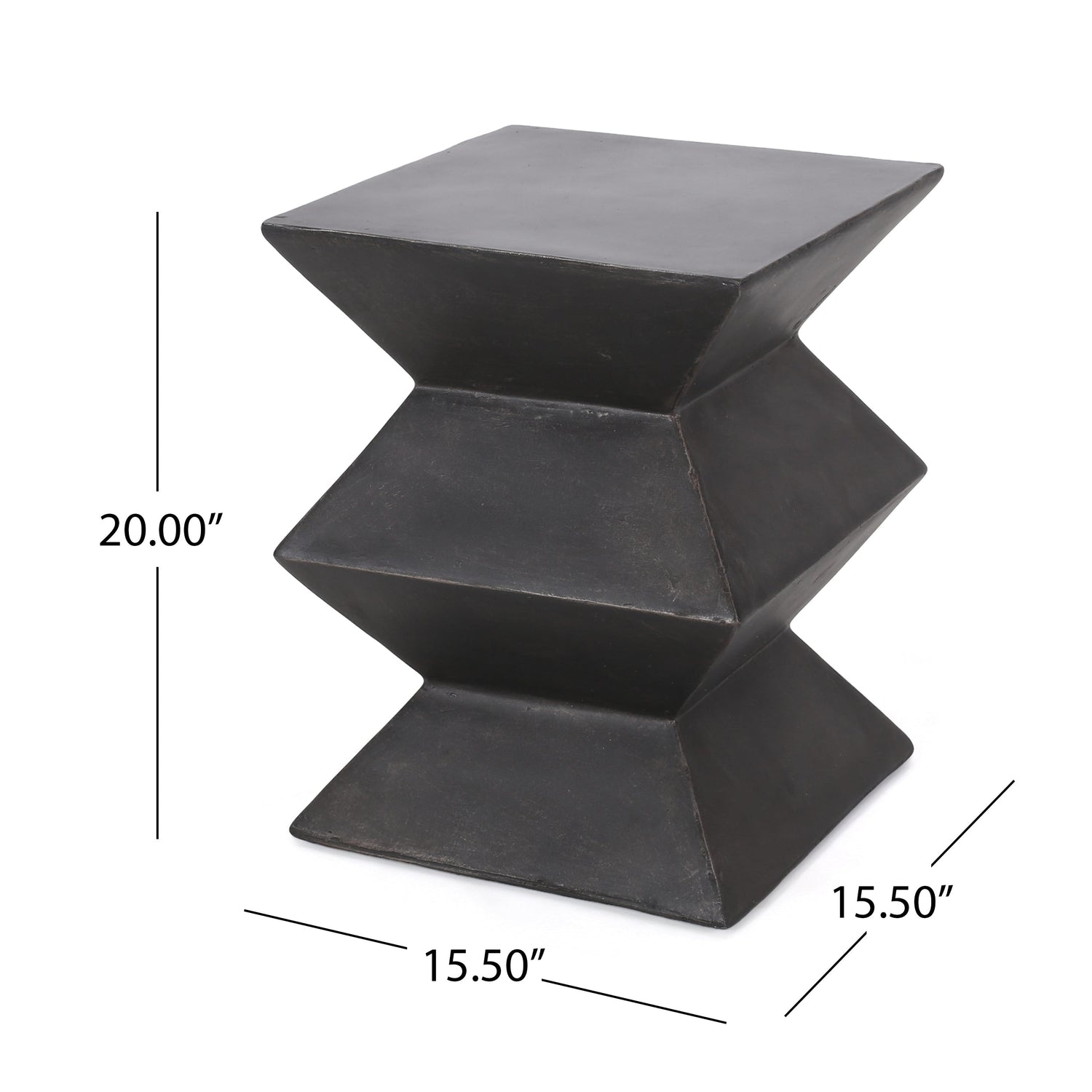 Indoor/Outdoor Lightweight Concrete Side Table in Metal Finish