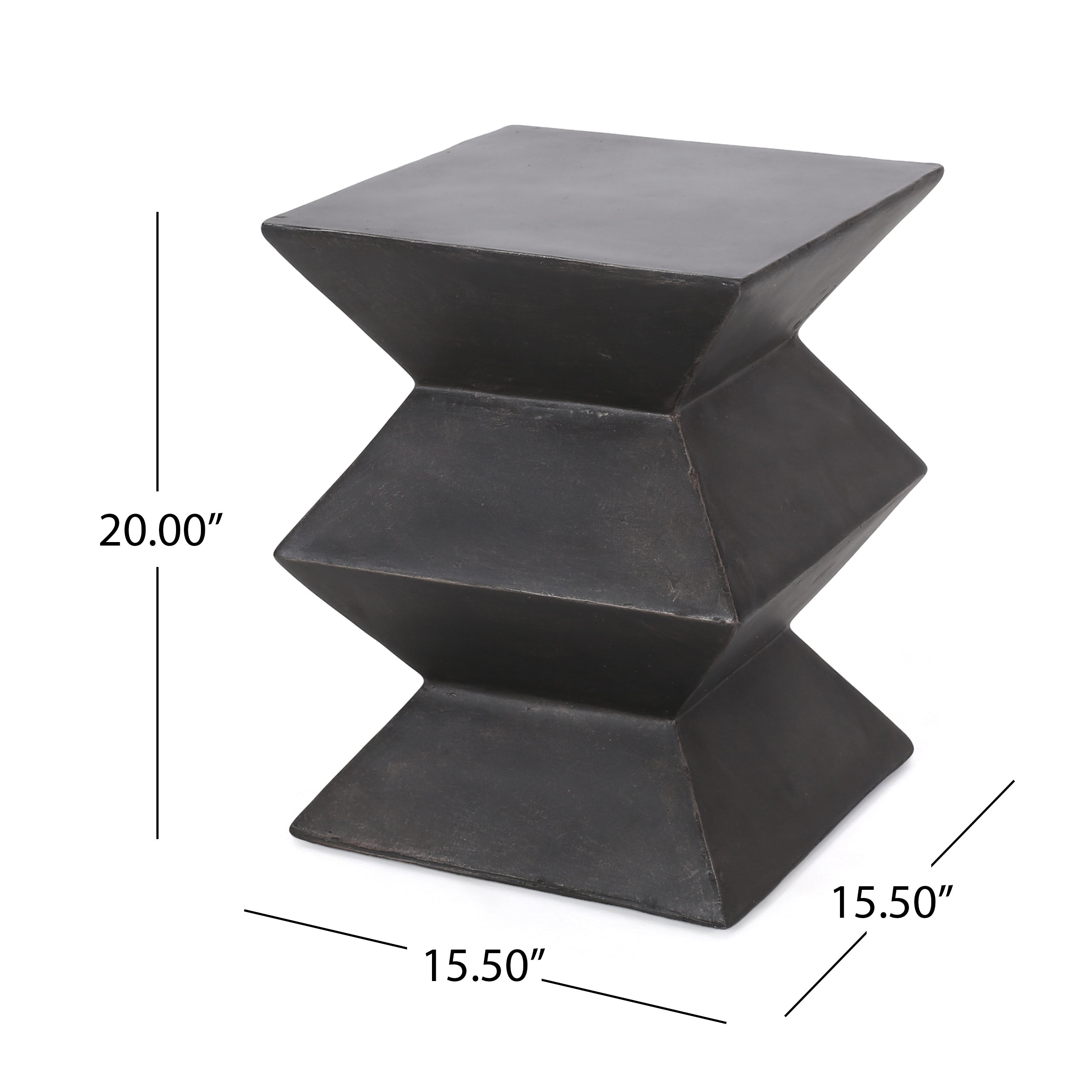 Indoor/Outdoor Lightweight Concrete Side Table in Metal Finish