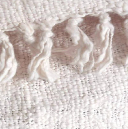 Textured Oxford Throw Blanket in Cream