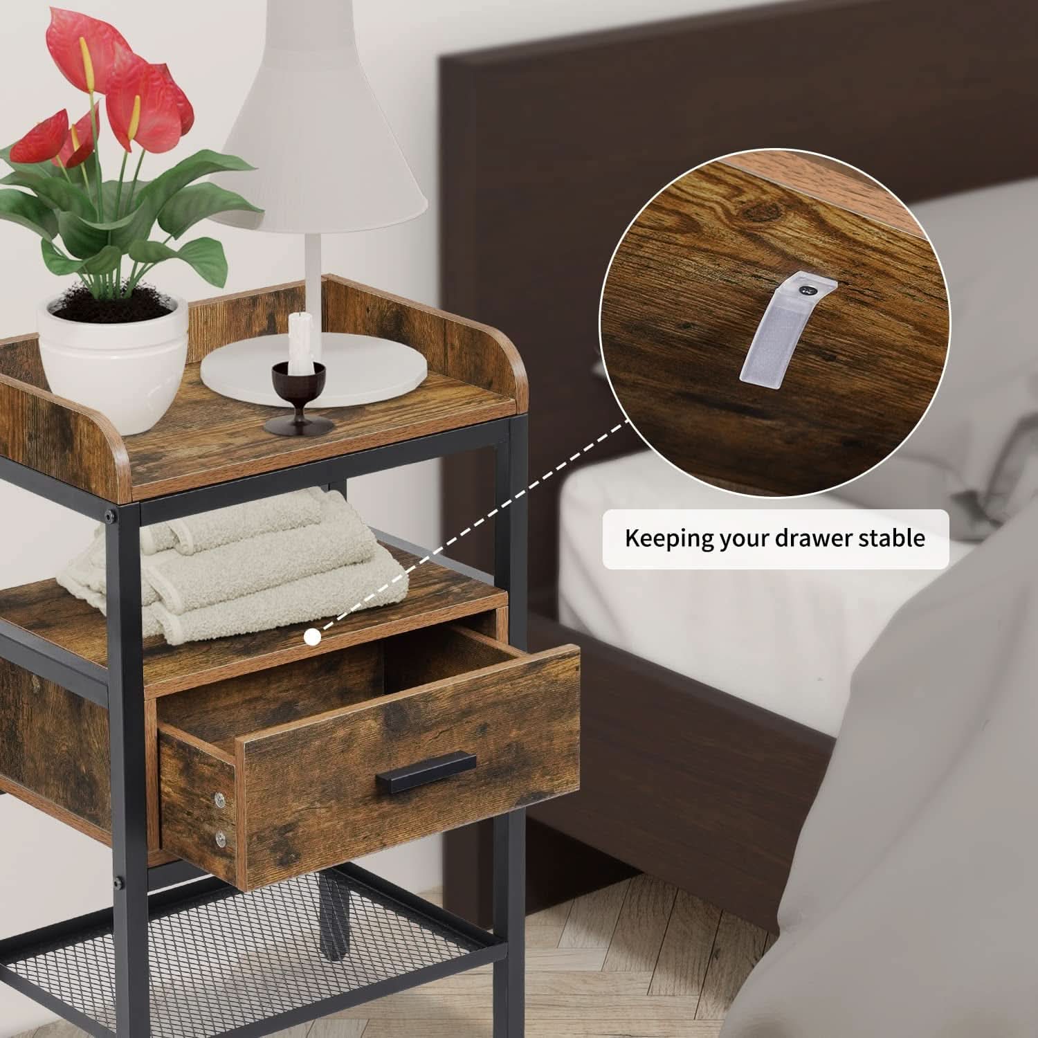 Set of 2 Industrial Style Nightstands