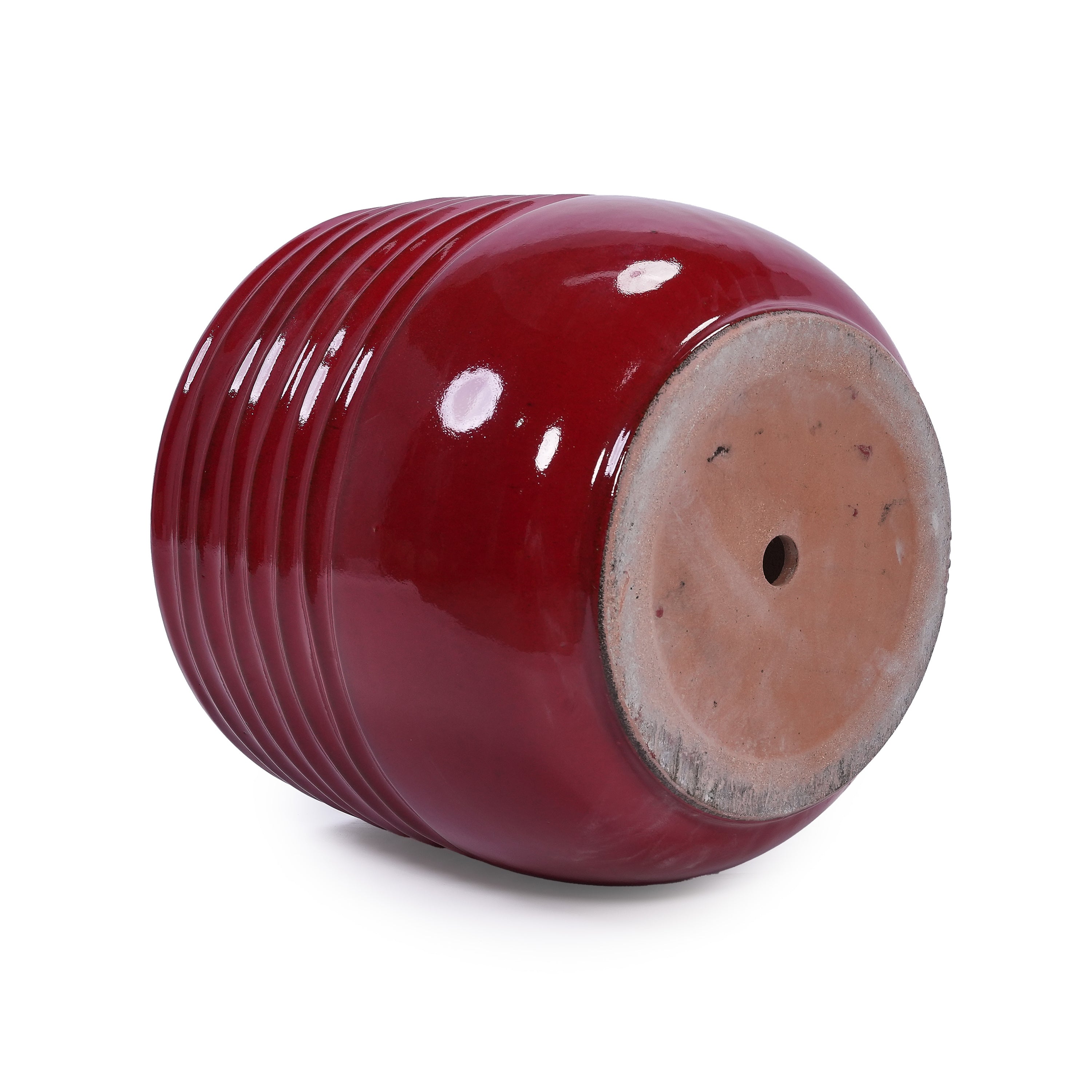 Set of 3 Ceramic Flowerpots - Bean Paste Red