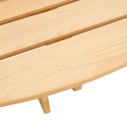 8-Person Round Picnic Table with 4 Built-in Benches - Natural Finish