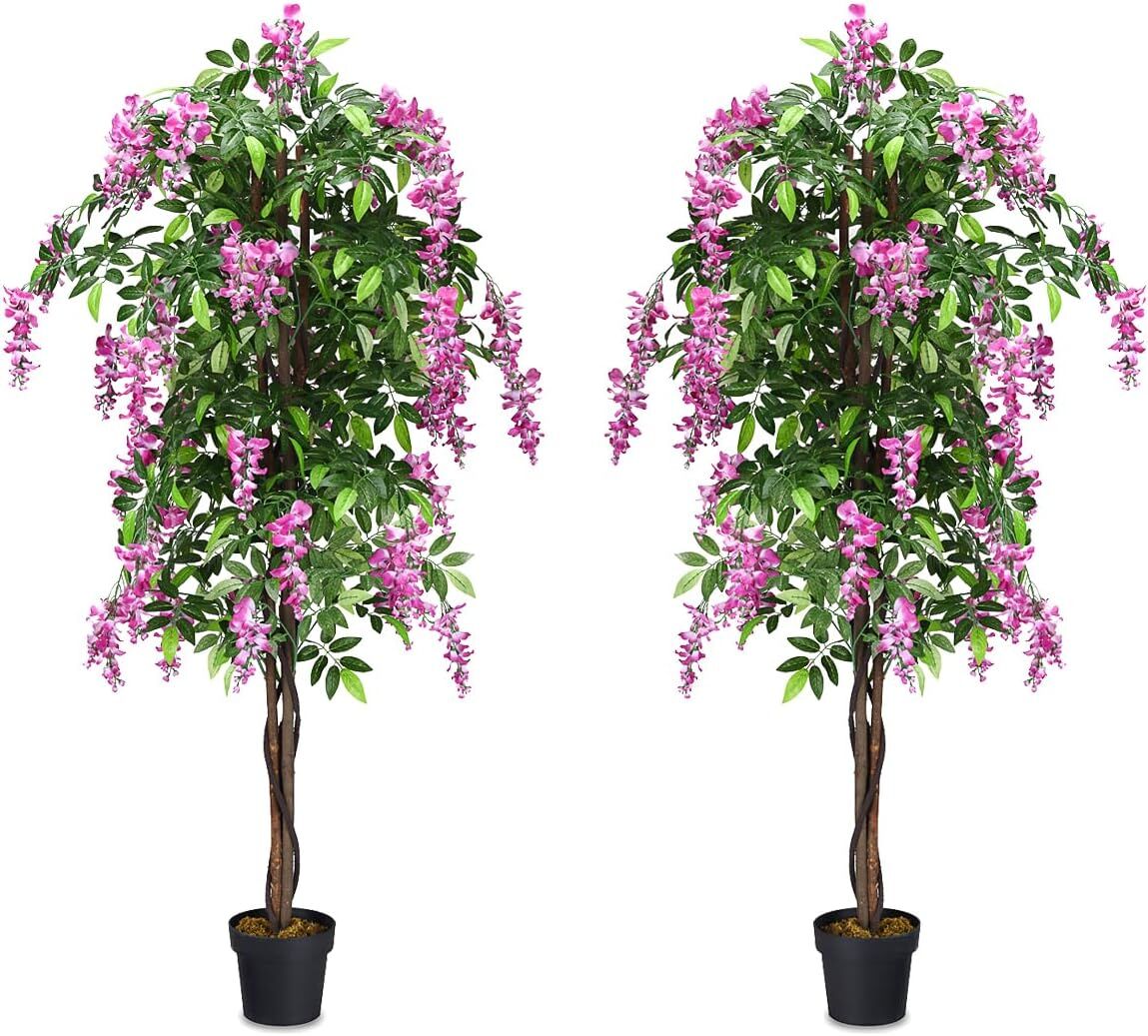 6-Ft Artificial Wisteria Indoor-Outdoor Tree