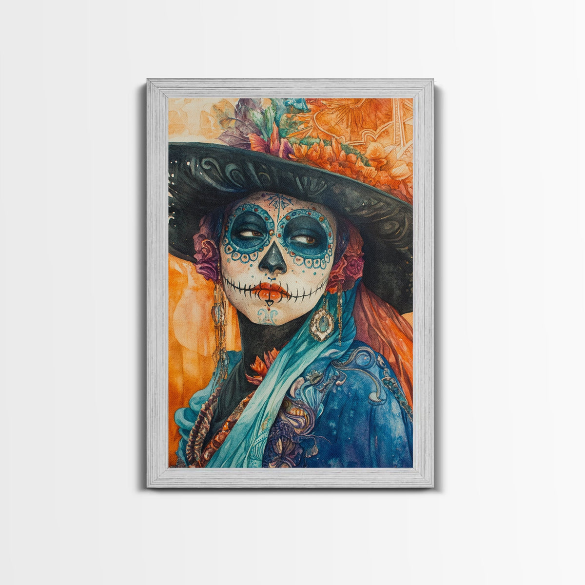 Dia De Los Muertos Framed Canvas Wall Art