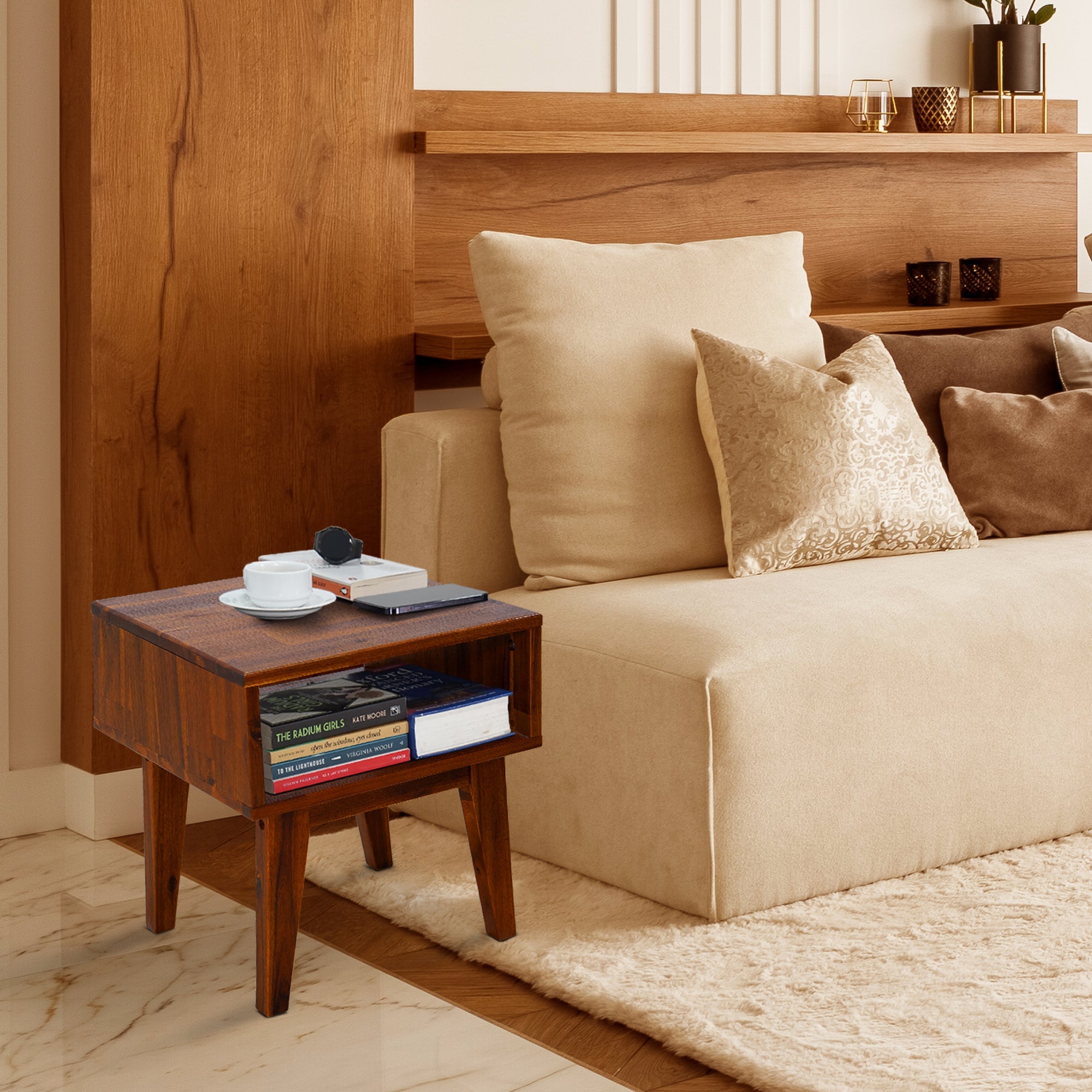 Serena Solid Acacia Wood Nightstand - 6 Colors