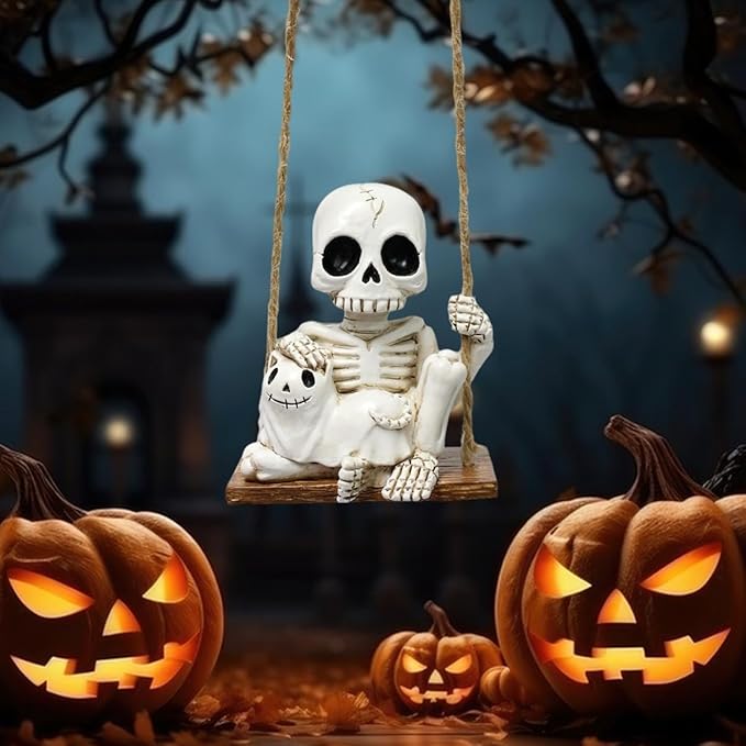 Halloween Resin Skeleton Swing Ornament
