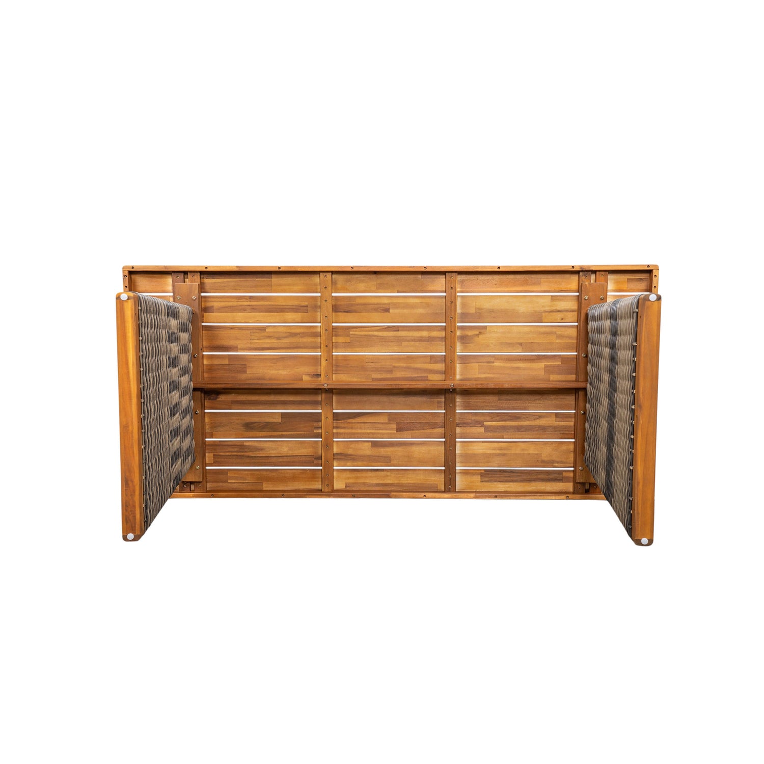 Outdoor Acacia Wood Dining Table - Teak + Grey Wicker
