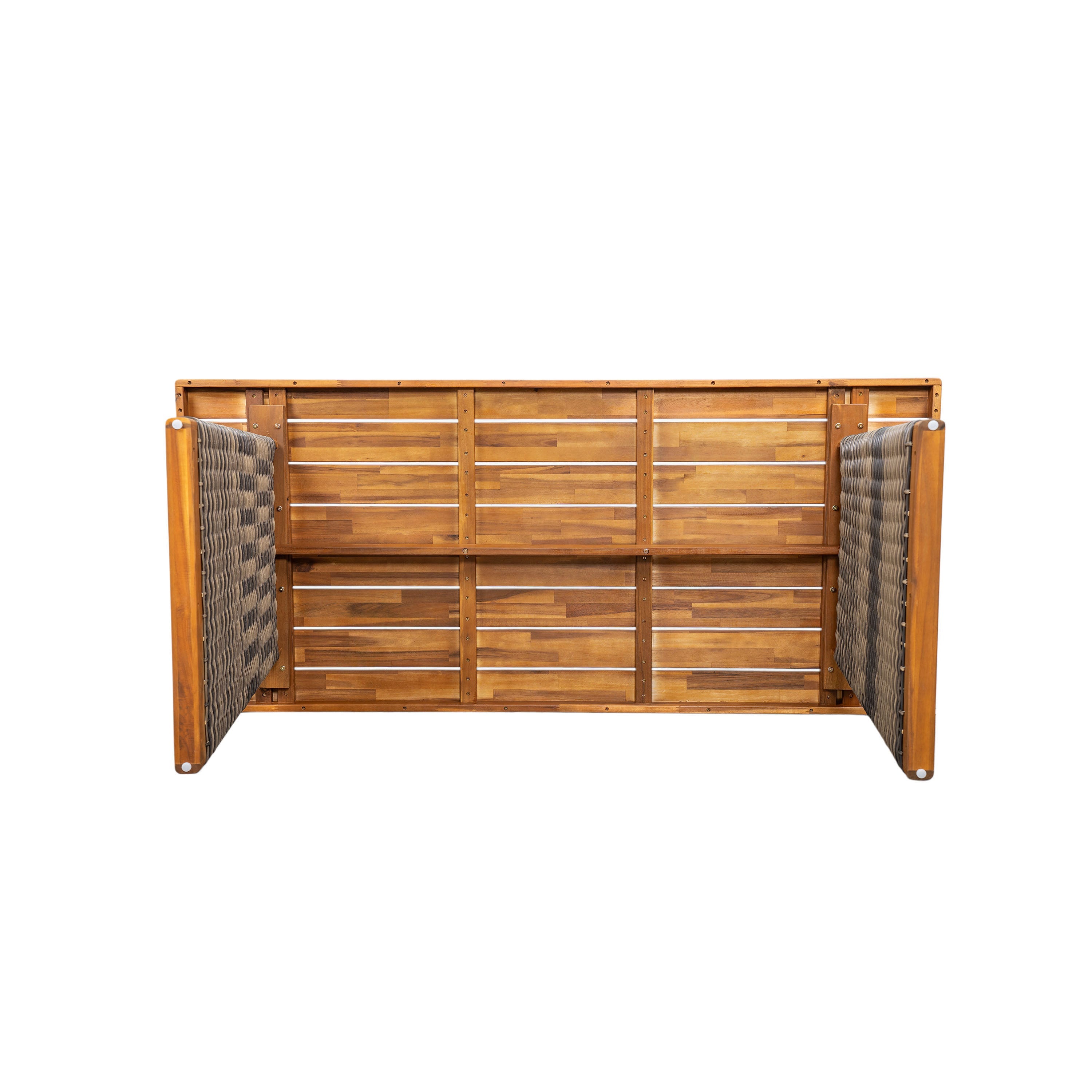 Outdoor Acacia Wood Dining Table - Teak + Grey Wicker