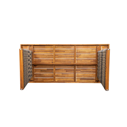 Outdoor Acacia Wood Dining Table - Teak + Grey Wicker