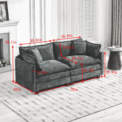 Cloud  LoveSeat Sofa (Ottoman is not included) Chenille Fabric in Green