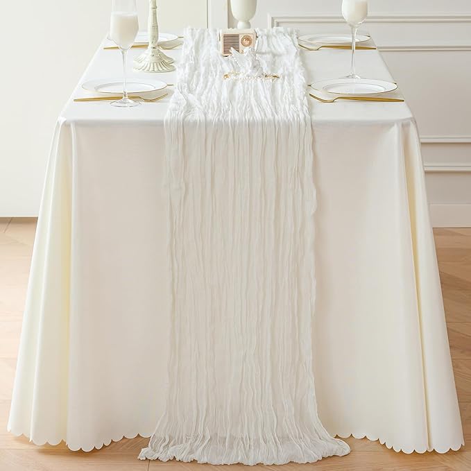 Gauze Table Runner - 10 ft Ivory