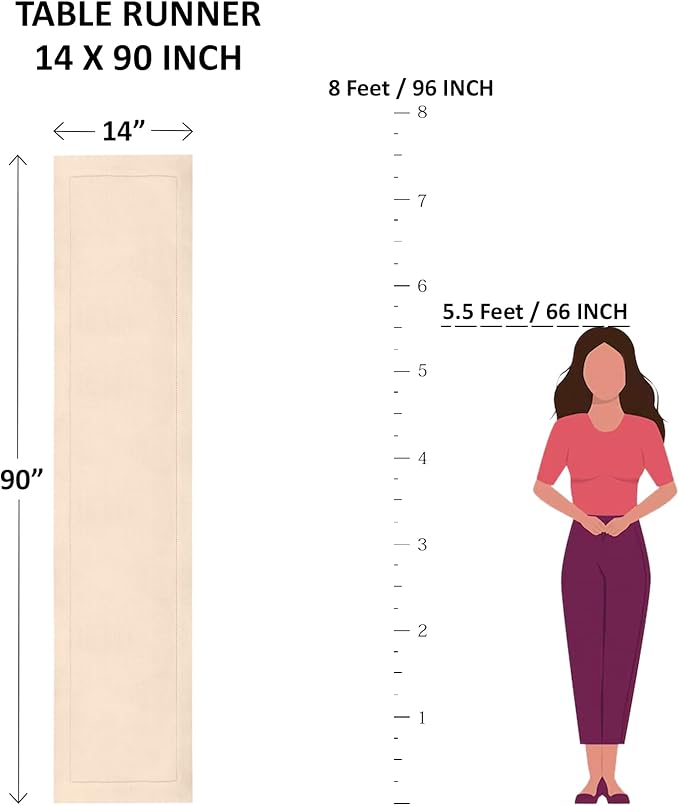 100% Pure Linen Hemstitch 14 x 90 Inch Table Runner - Mango Tango