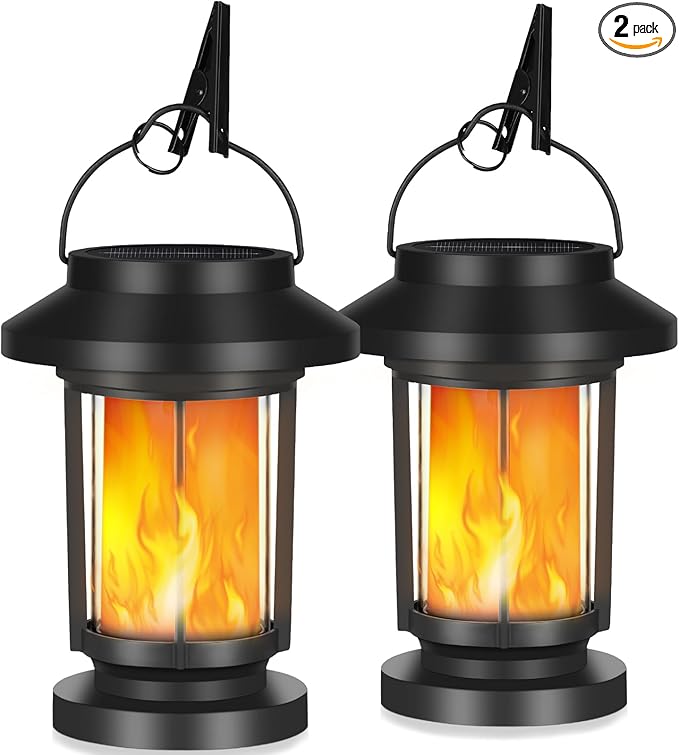 2 Pack Flickering Flameless Solar Lanterns