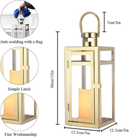 Stainless Steel Decorative Lantern - Gold