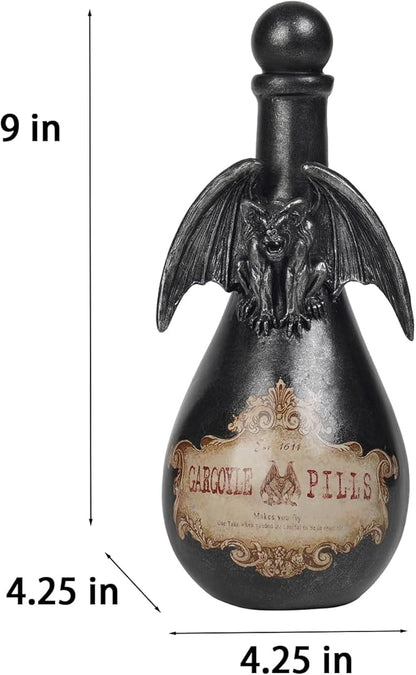 Black Resin Gargoyle Potion Bottle Halloween Decoration
