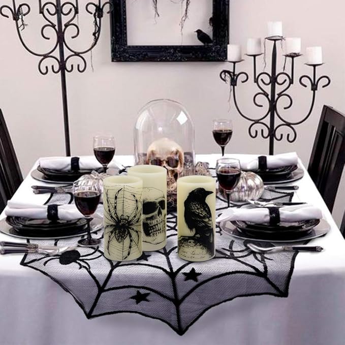 Set of 3 Halloween Flickering Flameless Candles - White
