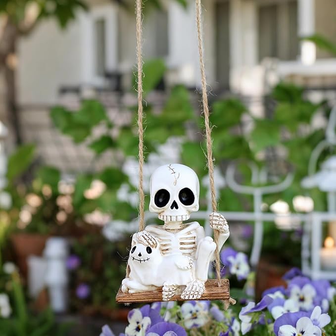 Halloween Resin Skeleton Swing Ornament