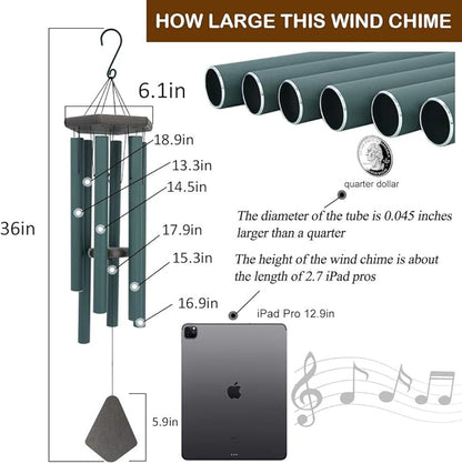36" Melody Wind Chime - Forest Green
