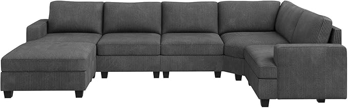 Nolany Sectional Sofa with Storage Ottoman in Gray Corduroy