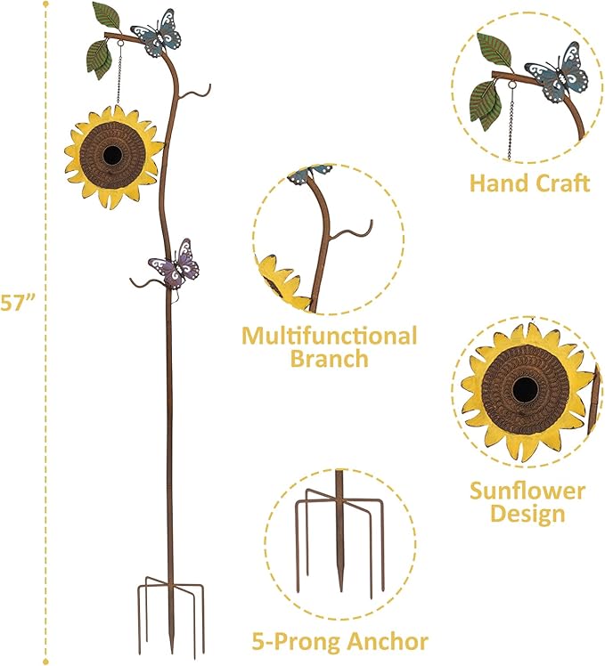 BAYN 57” Metal Wild Bird Feeder -Sunflower Birdhouse Stake