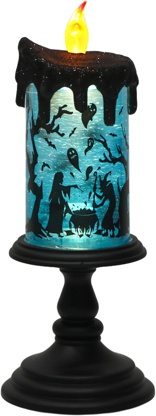 Battery Operated Spooky Spinning Tornado LED Candle -  Spooky Blue