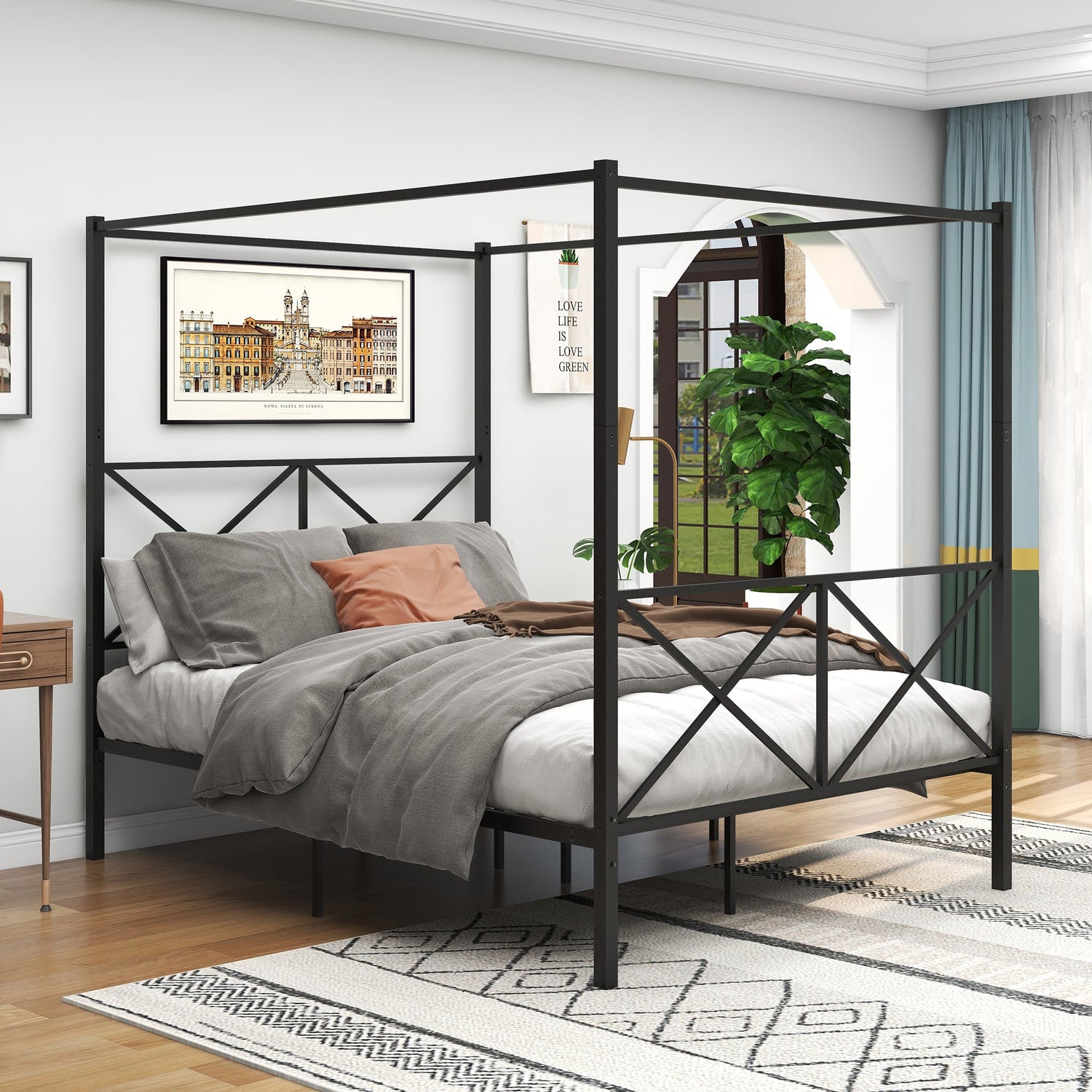 Metal Canope Bed Frame - Queen