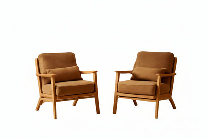 Mid-Century Modern Suede Upholstered Accent Chair - Set of 2