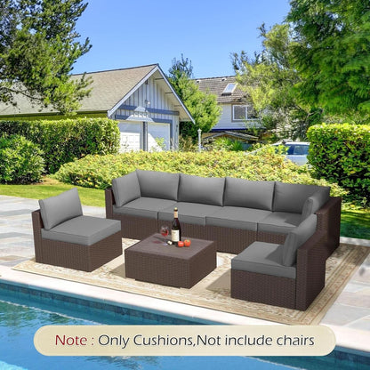 Outdoor Replacement Cushions For 6 Seat Modular Sofa - Gray