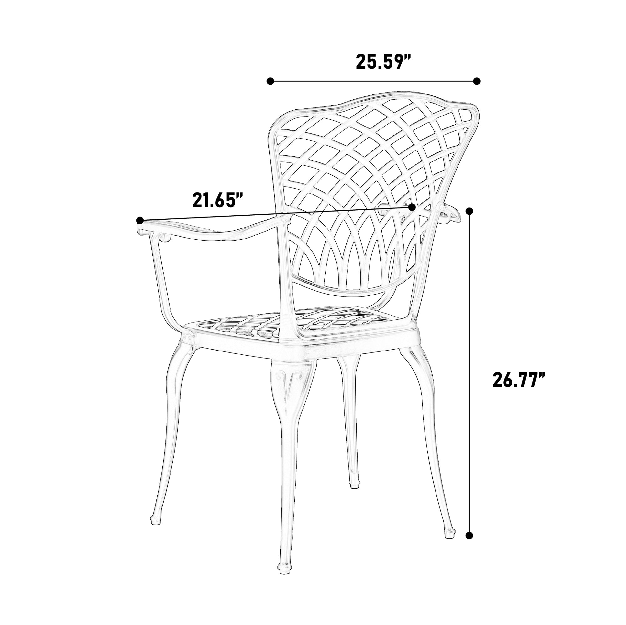 3 Piece All Weather Metal Bistro Table Set in White
