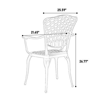 3 Piece All Weather Metal Bistro Table Set in White