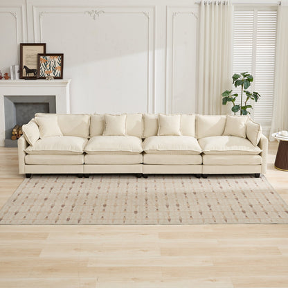 Cloud 4 Seat Sofa with Chenille Fabric in Beige