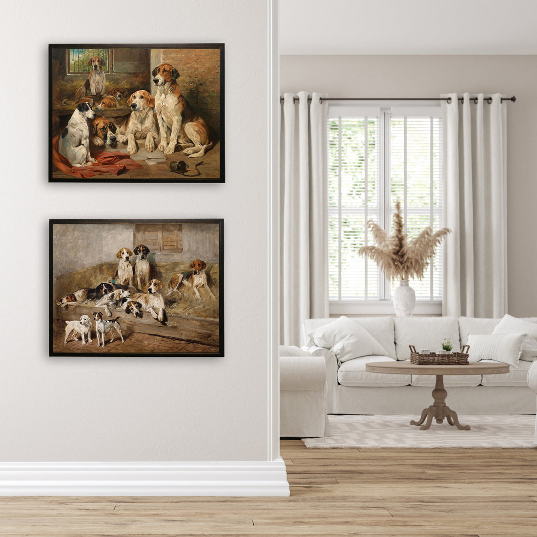 Resting Dogs in Copper and Black Frame - 24 x 18 inch