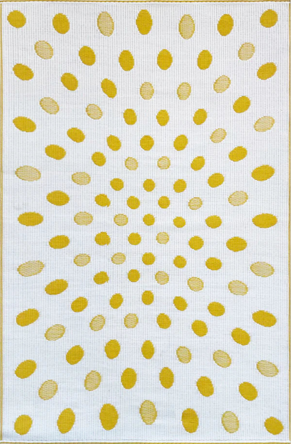 Crazy Dots Yellow &amp; White Reversible Outdoor Mat
