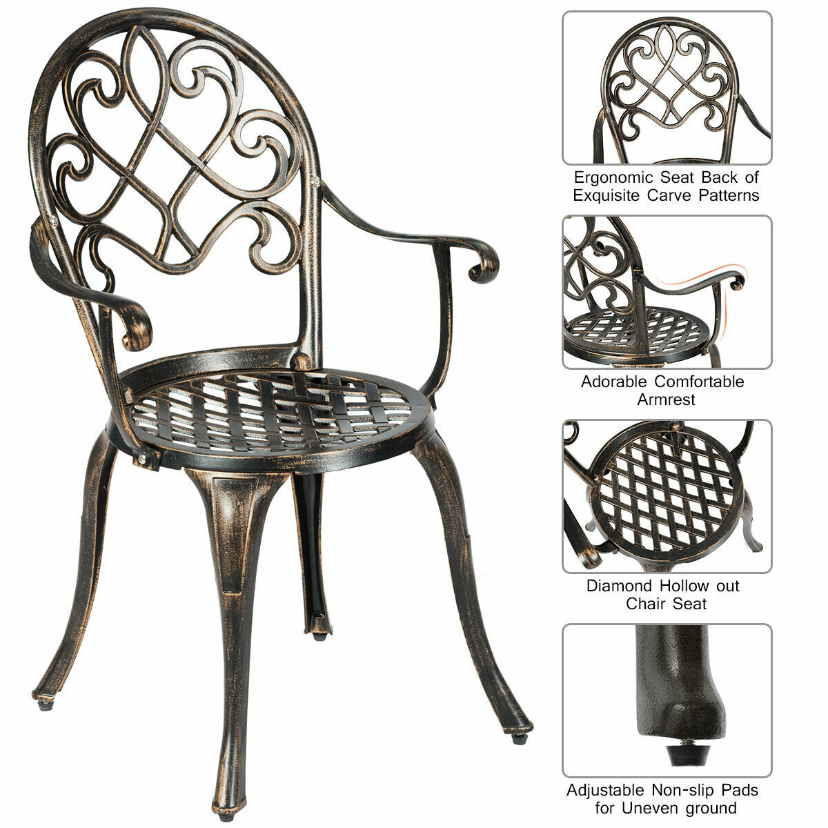 3 Piece Outdoor Bistro Set with Removable Ice Bucket