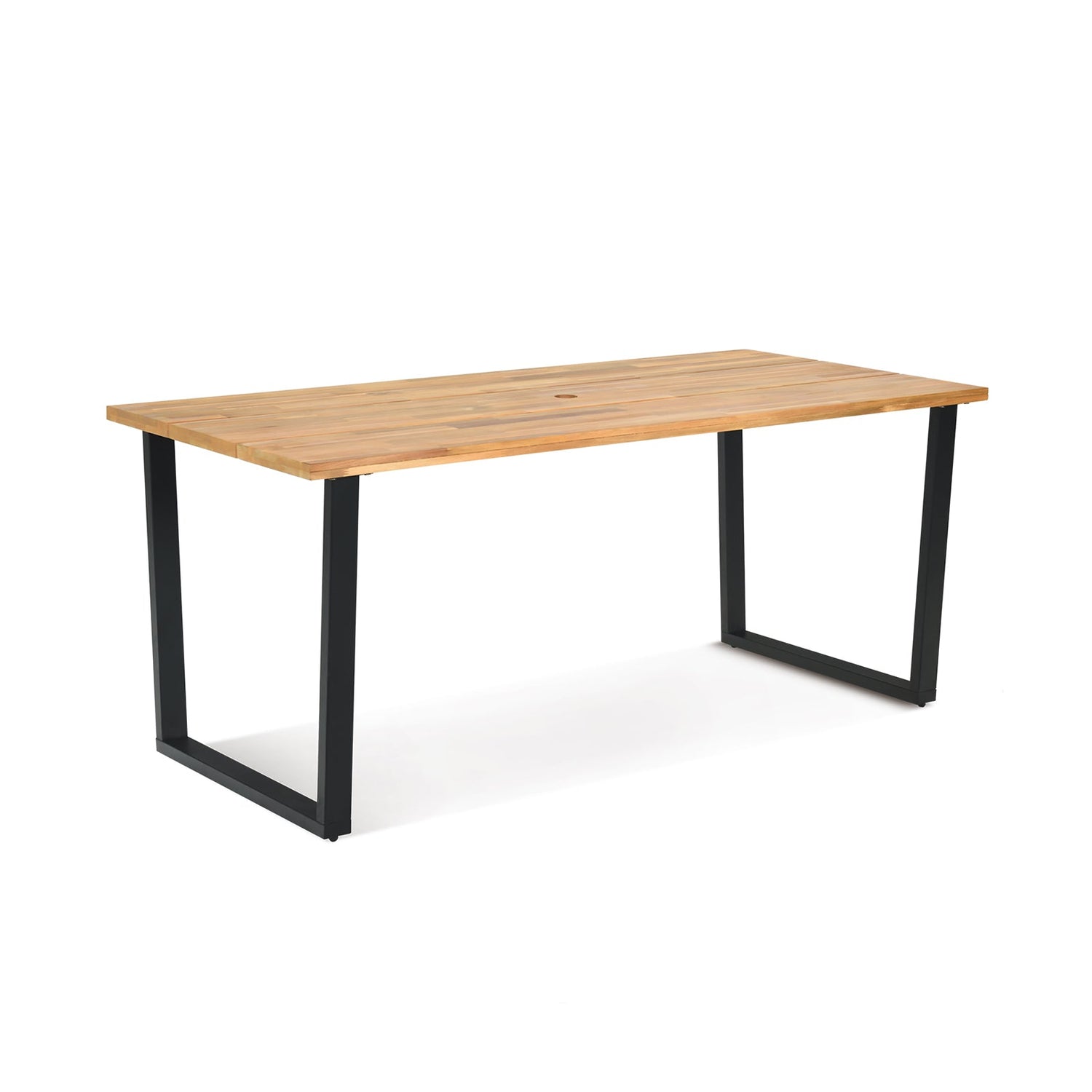 69" Acacia Wood Outdoor Dining Table with 2 Inch Umbrella Hole
