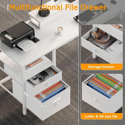 White 59" Corner Workstation with Power Outlets