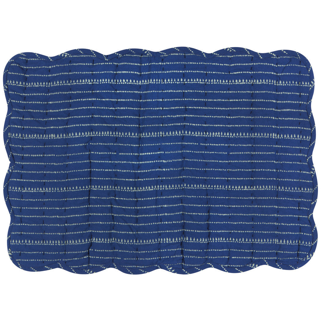 Set of 6 Reversible Fan Flower Block Print Kantha Placemats