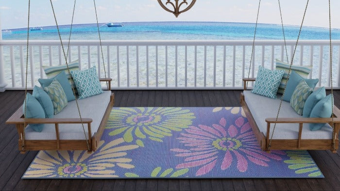 Daisy Violet Reversible Outdoor Mat
