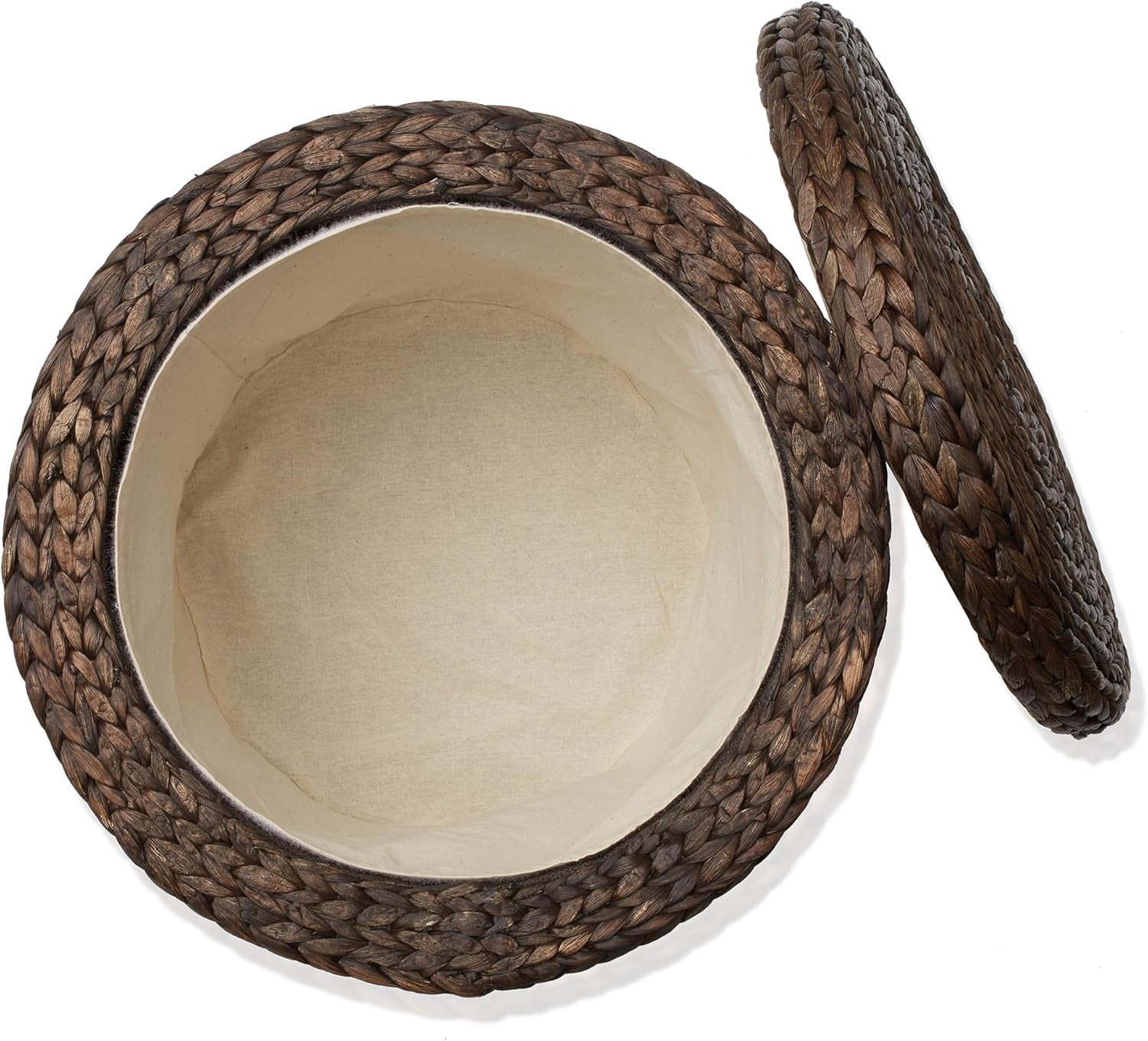 Handwoven Water Hyacinth Ottoman in Espresso