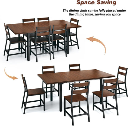 Walnut 63 Inch Extendable Dining Table Set For Six