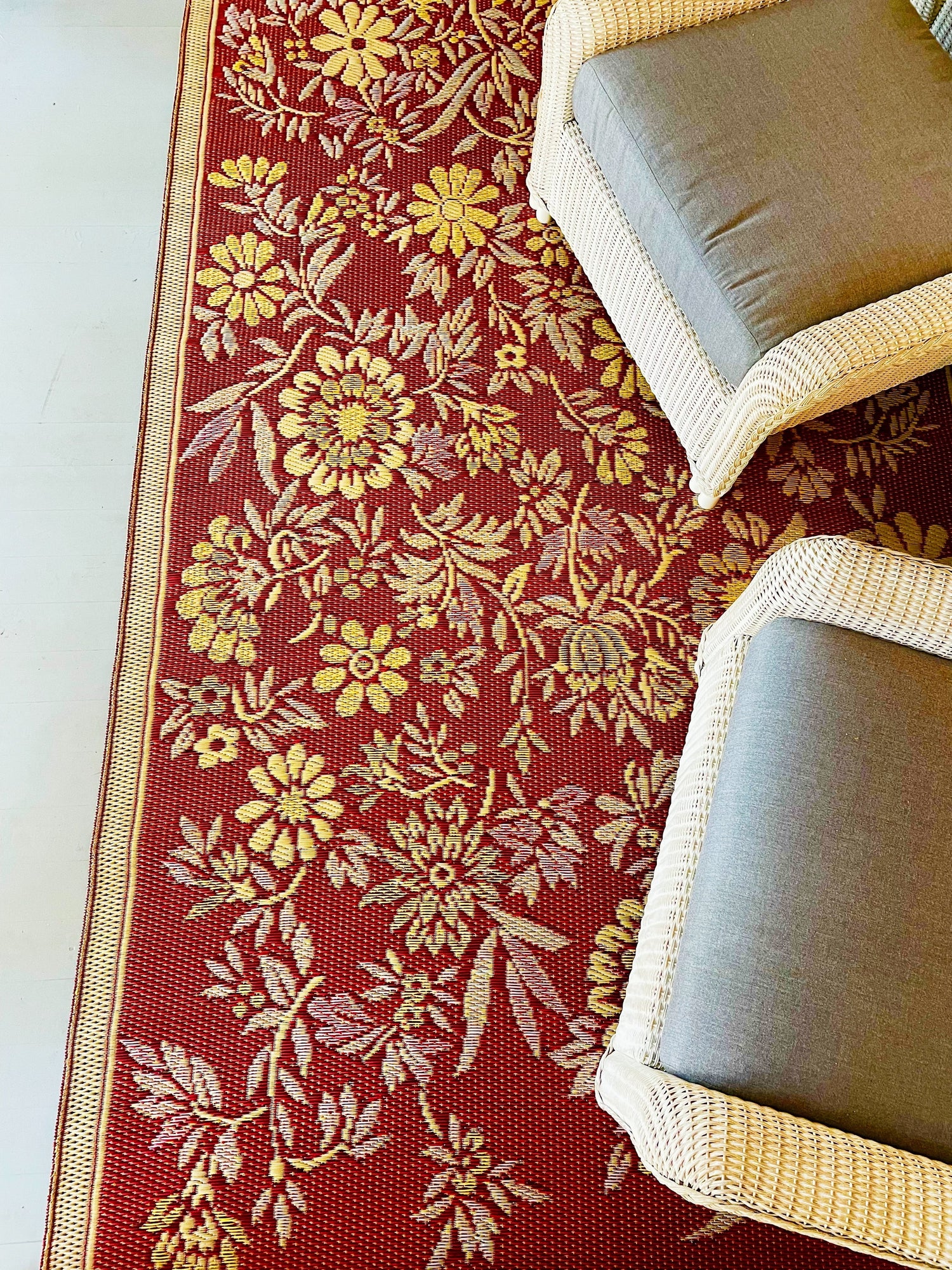 Cranberry Wildflowers Outdoor Mat