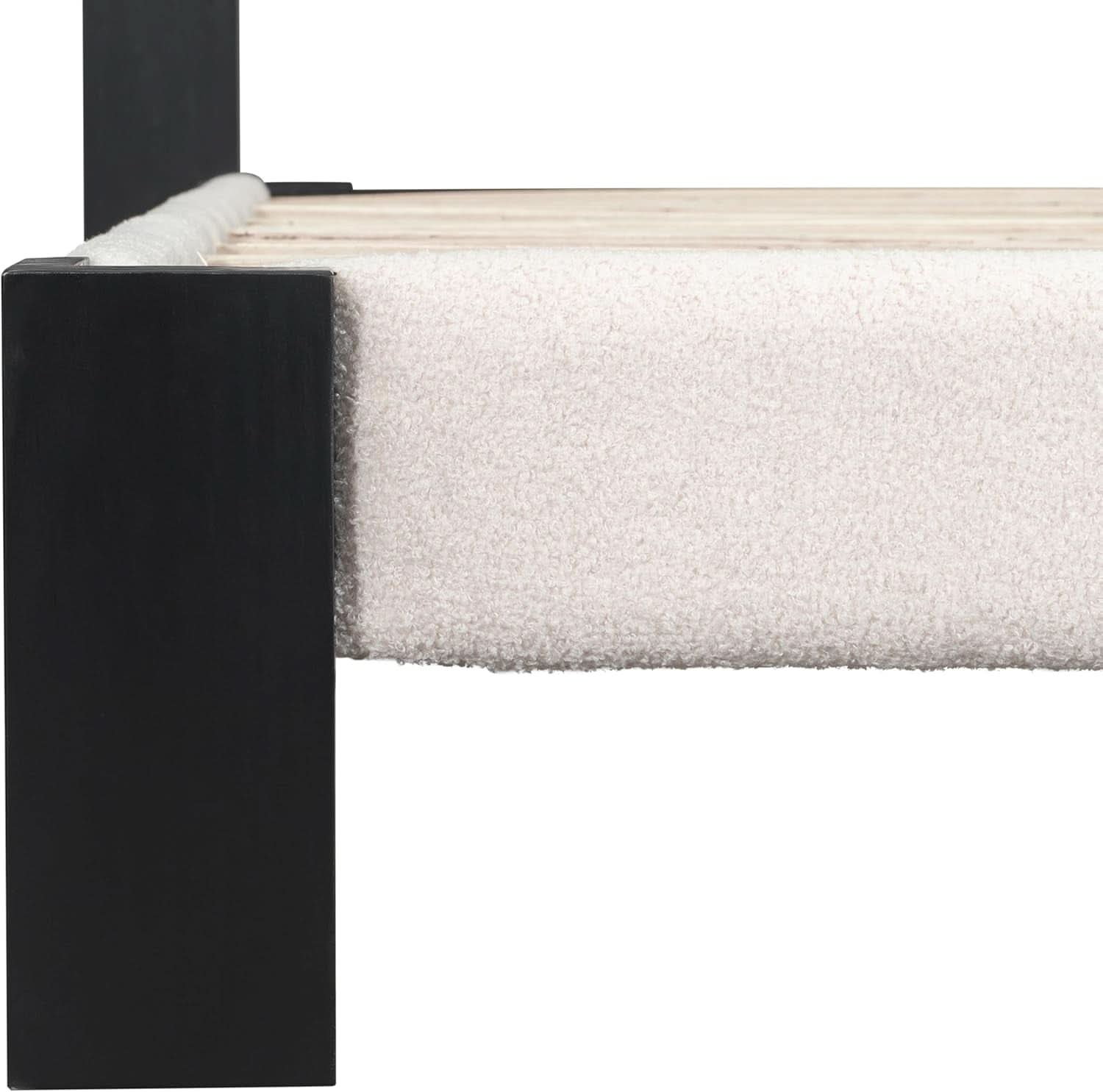 King Size Beige Boucle Upholstered Bed Frame