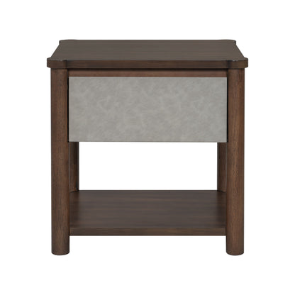 Modern King Bed Frame Set with 2 Nightstands - Gray/Walnut