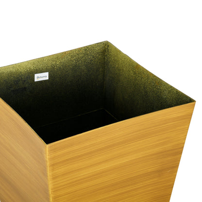 Set of 3 Outdoor Planters in Faux Wood Finish