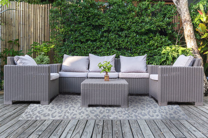 Leopard Silver &amp; Cream Outdoor Mat