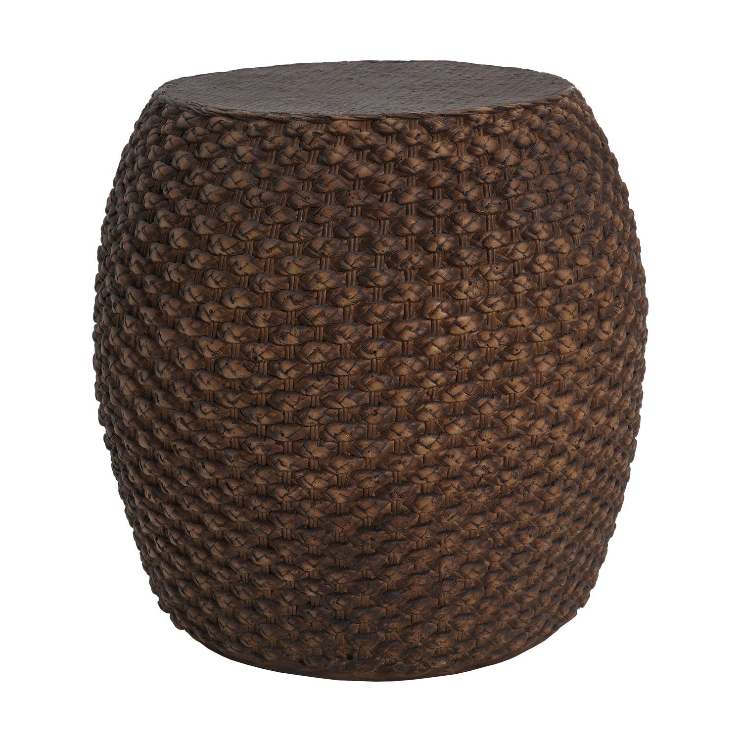 Faux Rattan Indoor/Outdoor Side Table - Brown